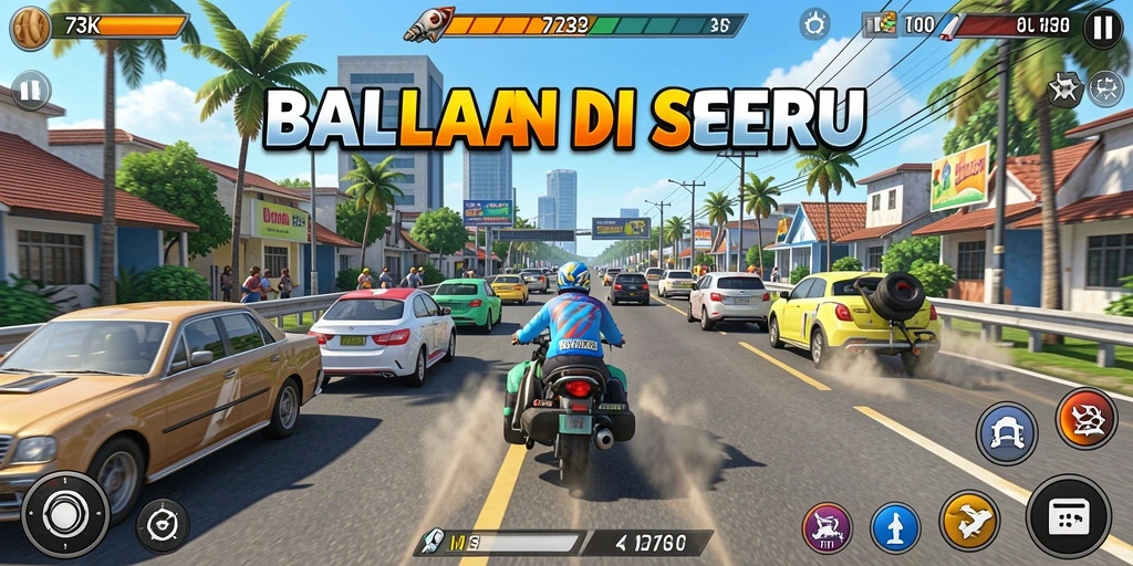 Gameplay balap yang mendebarkan dan menegangkan di 73K.