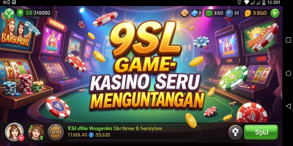 Screenshot utama 9SL menampilkan suasana bermain kasino yang menarik.