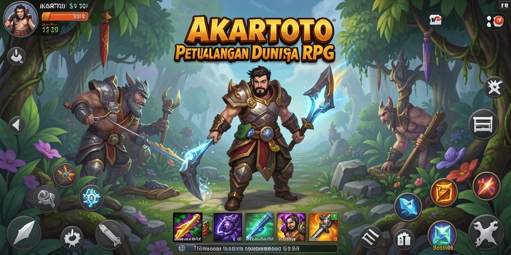Tampilan gameplay AKARTOTO yang menampilkan pertarungan seru dan karakter epik.