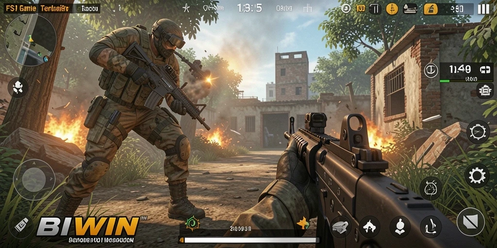 Gameplay intens di BIWIN dengan aksi tembak-menembak yang mendebarkan.
