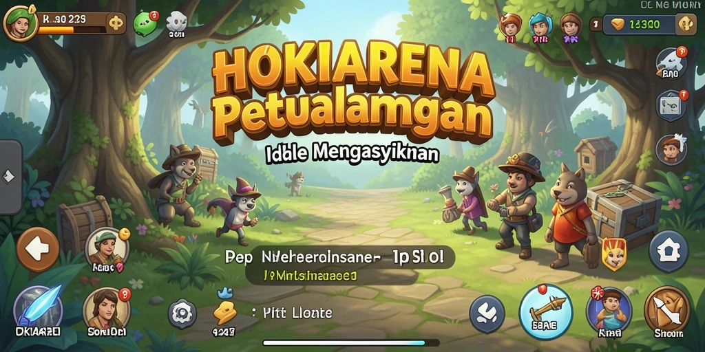 Screenshot HOKIARENA menunjukkan karakter-karakter dalam aksi permainan Idle.