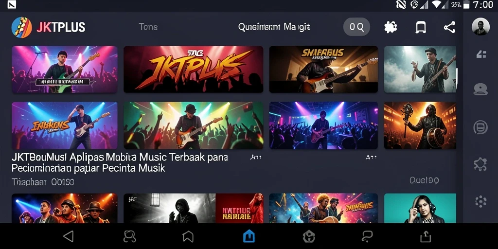 Screenshot JKTPLUS menampilkan antarmuka musik yang menarik dan pengguna menikmati lagu.
