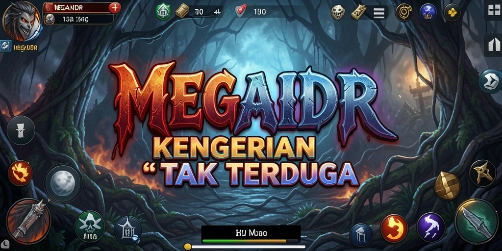 Screenshot gameplay MEGAIDR menampilkan suasana mencekam dan karakter utama.