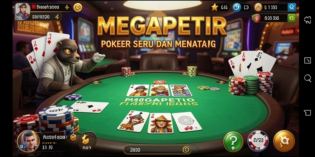 Screenshot gameplay MEGAPETIR yang menunjukkan aksi seru permainan Poker.