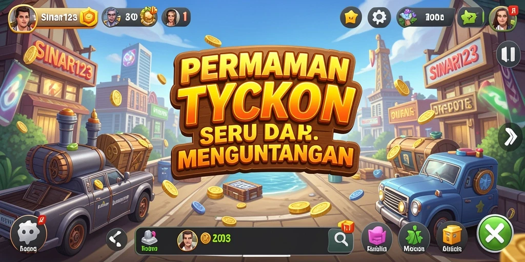 Tampilan gameplay SINAR123 saat membangun usaha Tycoon.